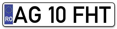 Placuta inmatriculare numar auto  AG-10-FHT, AG 10 FHT, AG10FHT