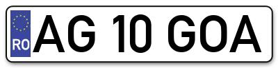 Placuta inmatriculare numar auto  AG-10-GOA, AG 10 GOA, AG10GOA