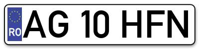 Placuta inmatriculare numar auto  AG-10-HFN, AG 10 HFN, AG10HFN
