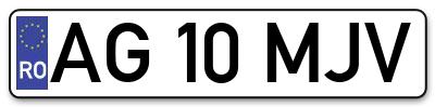 Placuta inmatriculare numar auto  AG-10-MJV, AG 10 MJV, AG10MJV