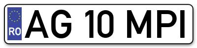 Placuta inmatriculare numar auto  AG-10-MPI, AG 10 MPI, AG10MPI
