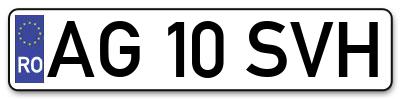 Placuta inmatriculare numar auto  AG-10-SVH, AG 10 SVH, AG10SVH
