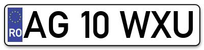 Placuta inmatriculare numar auto  AG-10-WXU, AG 10 WXU, AG10WXU