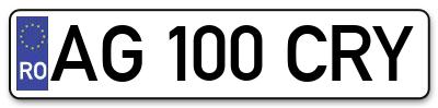 Placuta inmatriculare numar auto  AG-100-CRY, AG 100 CRY, AG100CRY