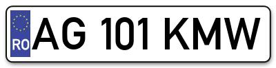 Placuta inmatriculare numar auto  AG-101-KMW, AG 101 KMW, AG101KMW