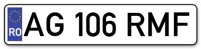 Placuta inmatriculare numar auto  AG-106-RMF, AG 106 RMF, AG106RMF