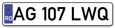 Placuta inmatriculare numar auto  AG-107-LWQ, AG 107 LWQ, AG107LWQ