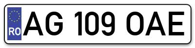 Placuta inmatriculare numar auto  AG-109-OAE, AG 109 OAE, AG109OAE