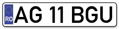 Placuta inmatriculare numar auto  AG-11-BGU, AG 11 BGU, AG11BGU