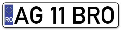 Placuta inmatriculare numar auto  AG-11-BRO, AG 11 BRO, AG11BRO