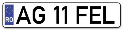 Placuta inmatriculare numar auto  AG-11-FEL, AG 11 FEL, AG11FEL