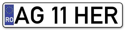 Placuta inmatriculare numar auto  AG-11-HER, AG 11 HER, AG11HER