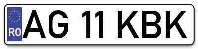Placuta inmatriculare numar auto  AG-11-KBK, AG 11 KBK, AG11KBK