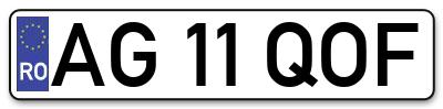 Placuta inmatriculare numar auto  AG-11-QOF, AG 11 QOF, AG11QOF