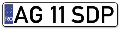 Placuta inmatriculare numar auto  AG-11-SDP, AG 11 SDP, AG11SDP