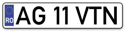 Placuta inmatriculare numar auto  AG-11-VTN, AG 11 VTN, AG11VTN