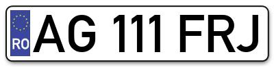 Placuta inmatriculare numar auto  AG-111-FRJ, AG 111 FRJ, AG111FRJ