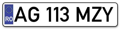 Placuta inmatriculare numar auto  AG-113-MZY, AG 113 MZY, AG113MZY