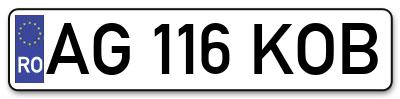 Placuta inmatriculare numar auto  AG-116-KOB, AG 116 KOB, AG116KOB