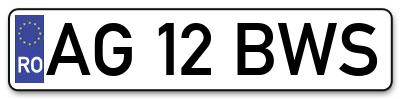 Placuta inmatriculare numar auto  AG-12-BWS, AG 12 BWS, AG12BWS