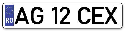 Placuta inmatriculare numar auto  AG-12-CEX, AG 12 CEX, AG12CEX