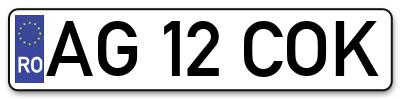 Placuta inmatriculare numar auto  AG-12-COK, AG 12 COK, AG12COK