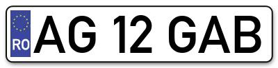 Placuta inmatriculare numar auto  AG-12-GAB, AG 12 GAB, AG12GAB