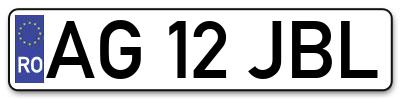 Placuta inmatriculare numar auto  AG-12-JBL, AG 12 JBL, AG12JBL