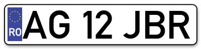 Placuta inmatriculare numar auto  AG-12-JBR, AG 12 JBR, AG12JBR