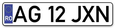 Placuta inmatriculare numar auto  AG-12-JXN, AG 12 JXN, AG12JXN