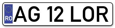 Placuta inmatriculare numar auto  AG-12-LOR, AG 12 LOR, AG12LOR