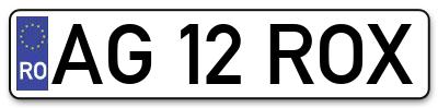 Placuta inmatriculare numar auto  AG-12-ROX, AG 12 ROX, AG12ROX