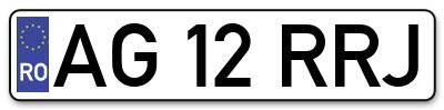 Placuta inmatriculare numar auto  AG-12-RRJ, AG 12 RRJ, AG12RRJ