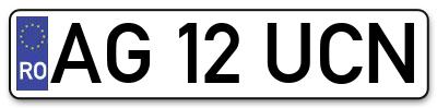 Placuta inmatriculare numar auto  AG-12-UCN, AG 12 UCN, AG12UCN