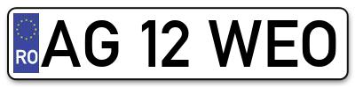 Placuta inmatriculare numar auto  AG-12-WEO, AG 12 WEO, AG12WEO