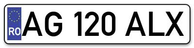 Placuta inmatriculare numar auto  AG-120-ALX, AG 120 ALX, AG120ALX