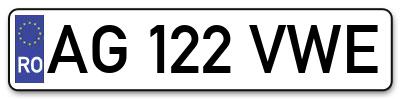 Placuta inmatriculare numar auto  AG-122-VWE, AG 122 VWE, AG122VWE