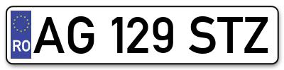 Placuta inmatriculare numar auto  AG-129-STZ, AG 129 STZ, AG129STZ