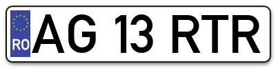 Placuta inmatriculare numar auto  AG-13-RTR, AG 13 RTR, AG13RTR