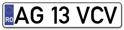 Placuta inmatriculare numar auto  AG-13-VCV, AG 13 VCV, AG13VCV