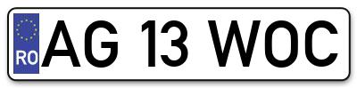 Placuta inmatriculare numar auto  AG-13-WOC, AG 13 WOC, AG13WOC