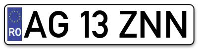 Placuta inmatriculare numar auto  AG-13-ZNN, AG 13 ZNN, AG13ZNN