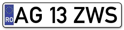 Placuta inmatriculare numar auto  AG-13-ZWS, AG 13 ZWS, AG13ZWS