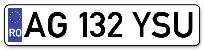 Placuta inmatriculare numar auto  AG-132-YSU, AG 132 YSU, AG132YSU