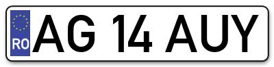Placuta inmatriculare numar auto  AG-14-AUY, AG 14 AUY, AG14AUY