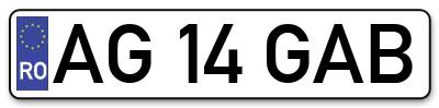 Placuta inmatriculare numar auto  AG-14-GAB, AG 14 GAB, AG14GAB