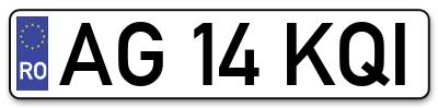 Placuta inmatriculare numar auto  AG-14-KQI, AG 14 KQI, AG14KQI