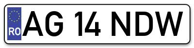 Placuta inmatriculare numar auto  AG-14-NDW, AG 14 NDW, AG14NDW