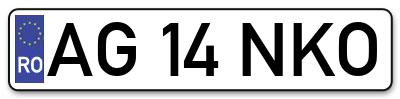Placuta inmatriculare numar auto  AG-14-NKO, AG 14 NKO, AG14NKO