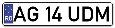Placuta inmatriculare numar auto  AG-14-UDM, AG 14 UDM, AG14UDM